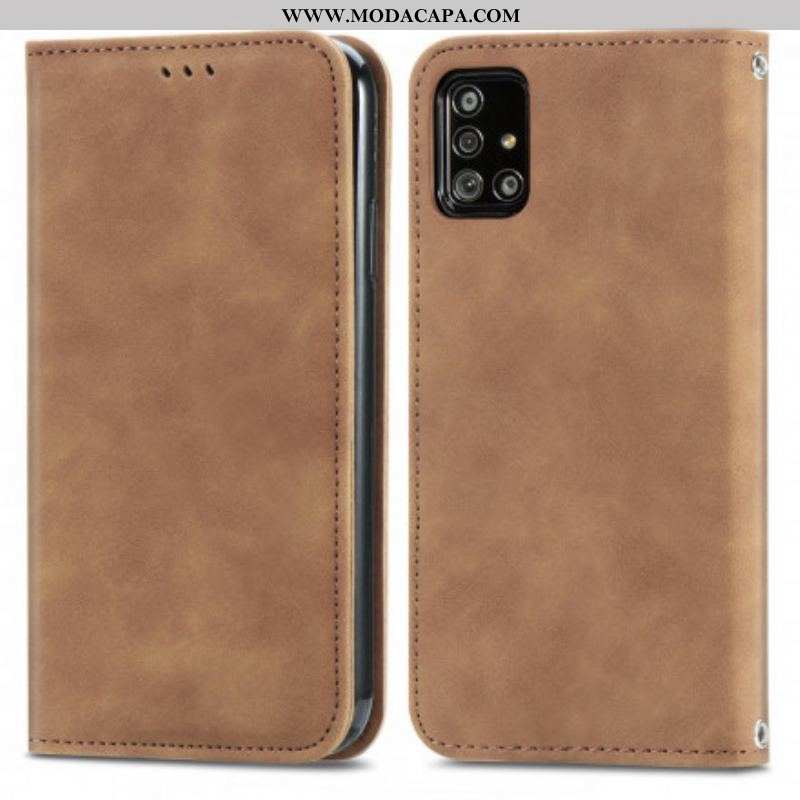 Capa De Celular Para Samsung Galaxy A51 5G Flip Couro Falso Vintage