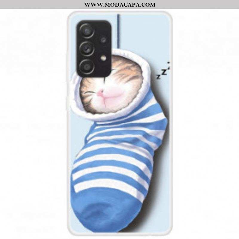 Capa Para Samsung Galaxy A52 4G / A52 5G / A52s 5G Gatinho Dormindo