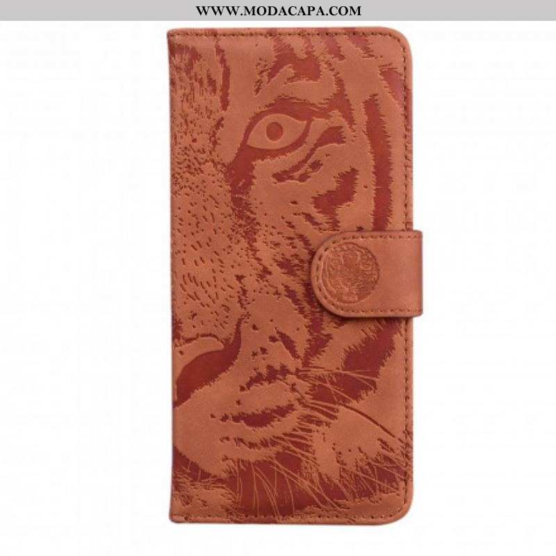 Capa De Couro Para Samsung Galaxy A52 4G / A52 5G / A52s 5G Estampa Cara De Tigre