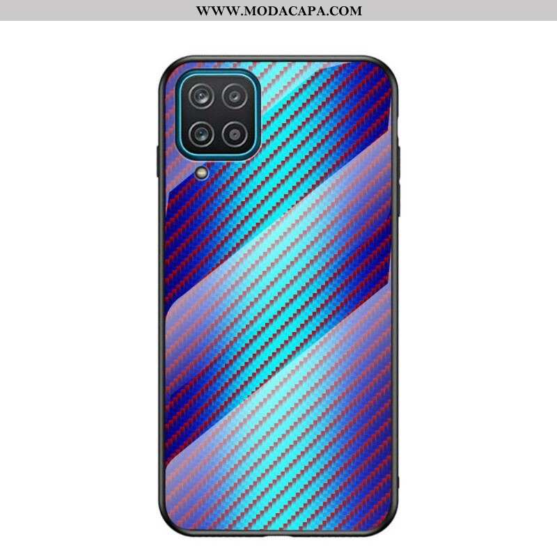 Capa Para Samsung Galaxy M12 / A12 Vidro Temperado De Fibra De Carbono