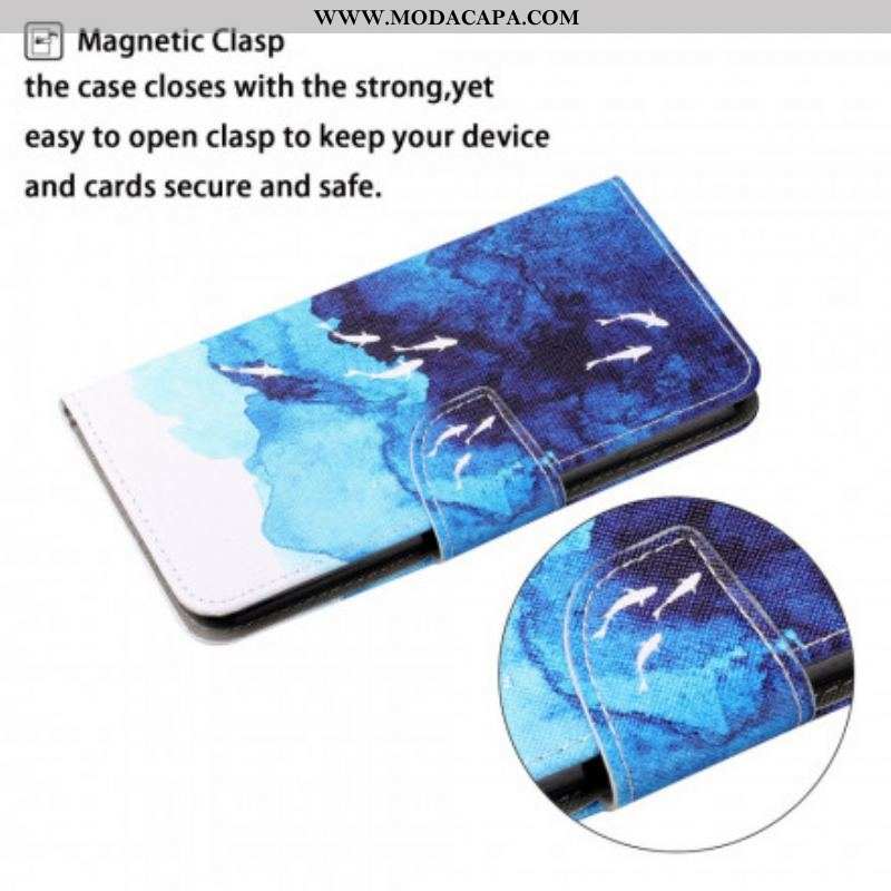 Capa Em Pele Para Samsung Galaxy M12 / A12 Mar Com Tanga