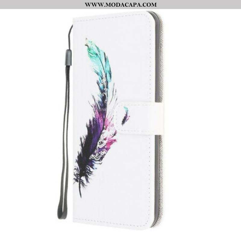 Capa Folio Para Samsung Galaxy M12 / A12 De Cordão Pena Com Cordão