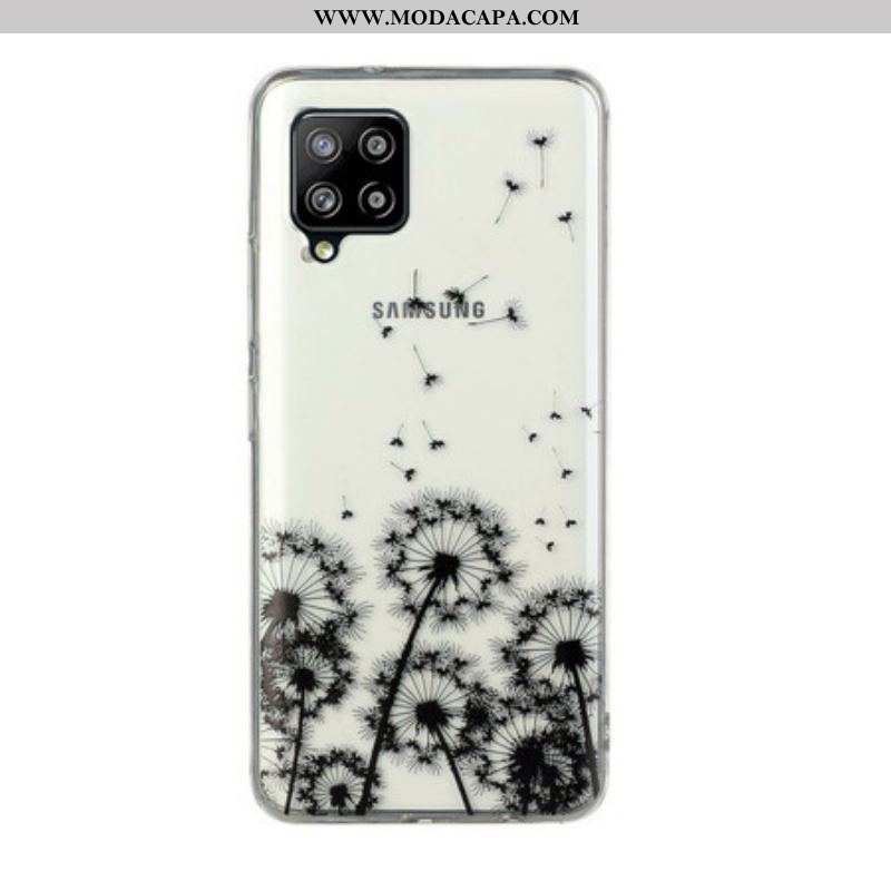 Capa De Celular Para Samsung Galaxy M12 / A12 Dentes-de-leão Pretos Sem Costura