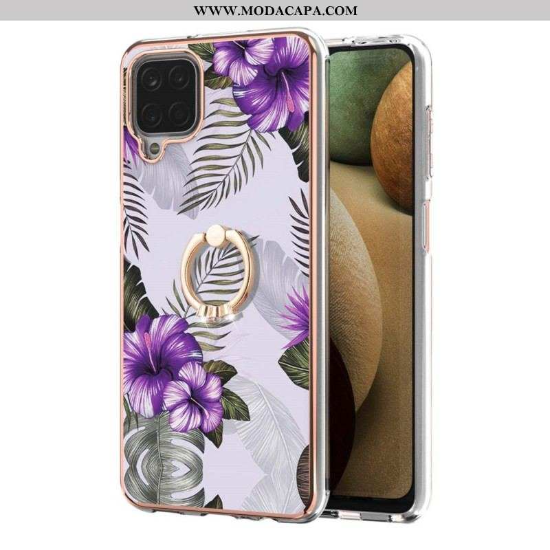 Capa Para Samsung Galaxy M12 / A12 Flores De Suporte De Anel