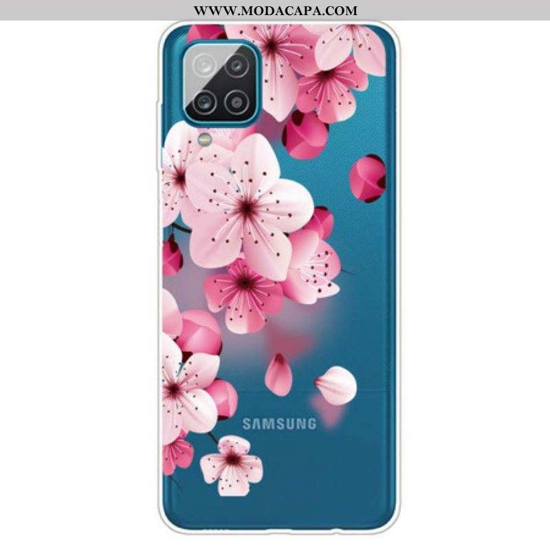Capa Para Samsung Galaxy M12 / A12 Pequenas Flores Cor De Rosa