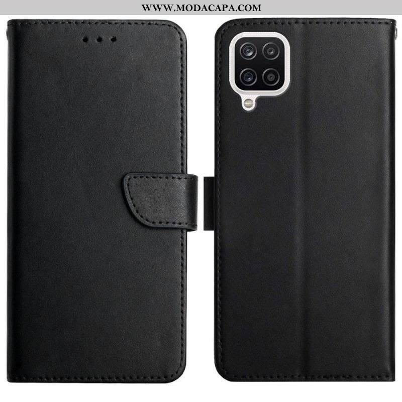 Capa De Couro Para Samsung Galaxy M12 / A12 Couro Napa Genuíno