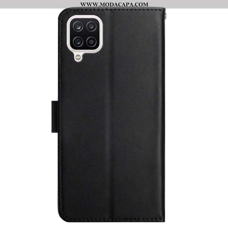 Capa De Couro Para Samsung Galaxy M12 / A12 Couro Napa Genuíno