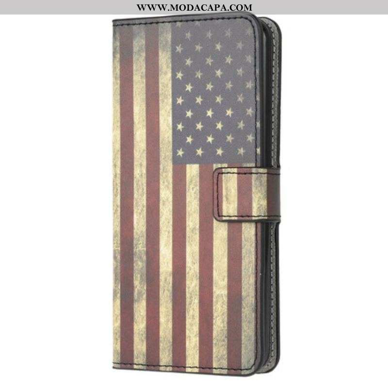 Capa Folio Para Samsung Galaxy M12 / A12 Bandeira Americana