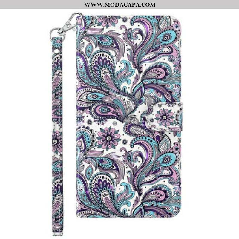 Capa De Couro Para Samsung Galaxy M12 / A12 Padrões De Flores