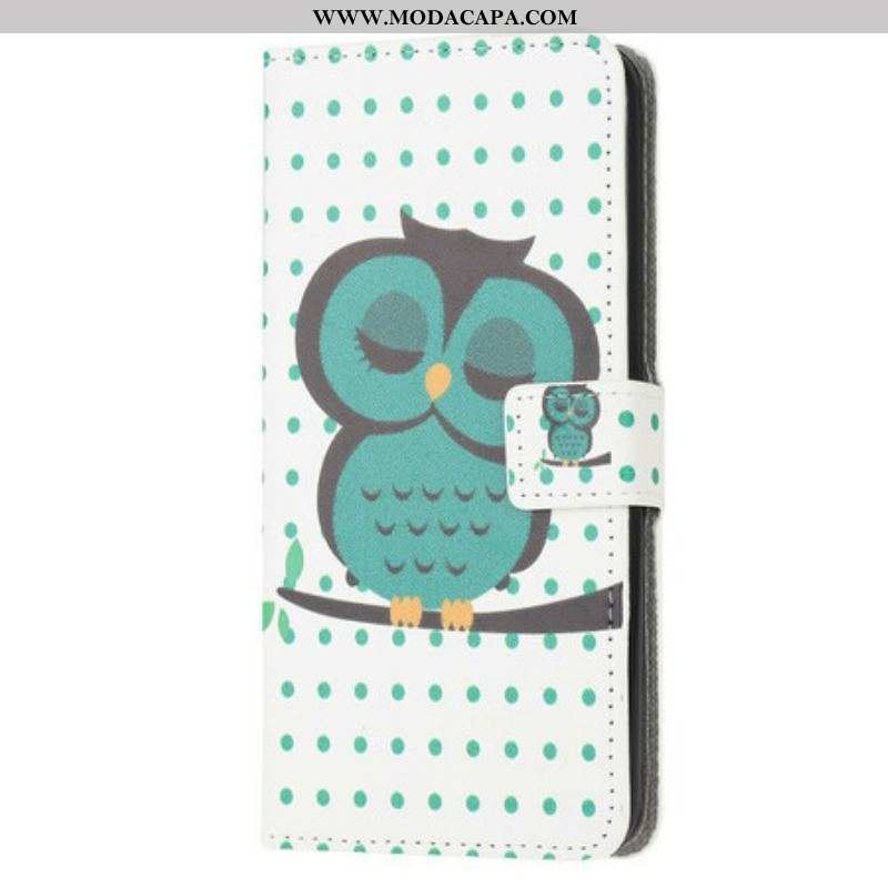 Capa Flip Para Samsung Galaxy M12 / A12 Coruja Adormecida