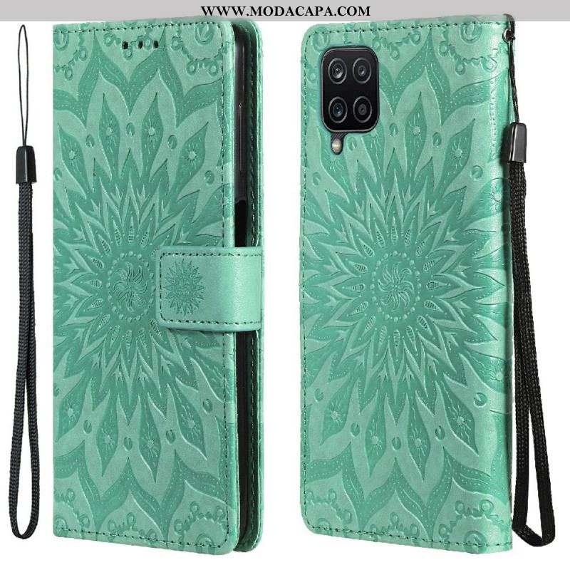 Capa Flip Para Samsung Galaxy M12 / A12 Flor Do Sol