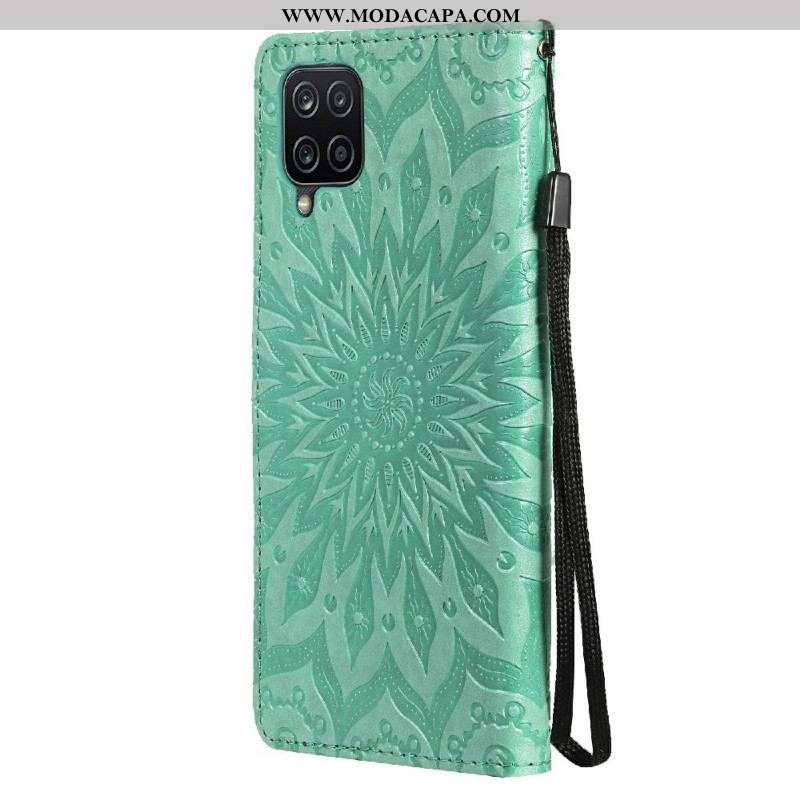 Capa Flip Para Samsung Galaxy M12 / A12 Flor Do Sol