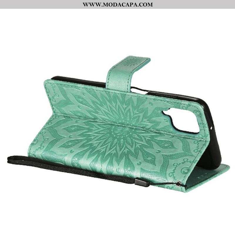 Capa Flip Para Samsung Galaxy M12 / A12 Flor Do Sol