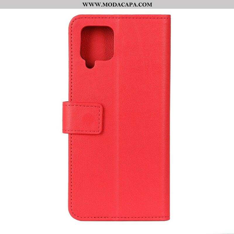 Capa Flip Para Samsung Galaxy M12 / A12 Efeito Couro Clássico