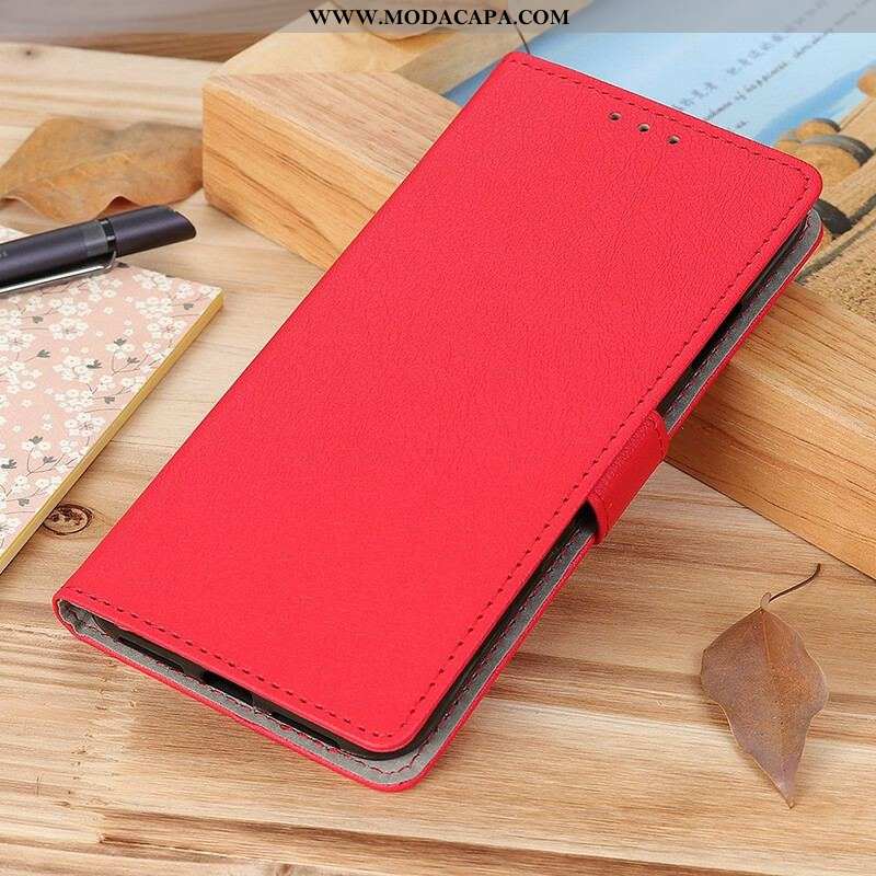 Capa Flip Para Samsung Galaxy M12 / A12 Efeito Couro Clássico