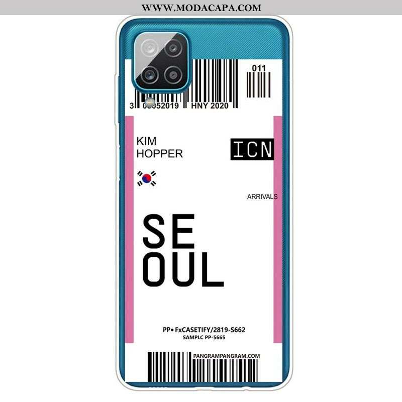 Capa Para Samsung Galaxy M12 / A12 Cartão De Embarque Em Seul