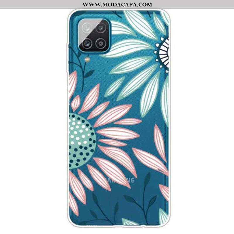 Capa Para Samsung Galaxy M12 / A12 Uma Flor Transparente