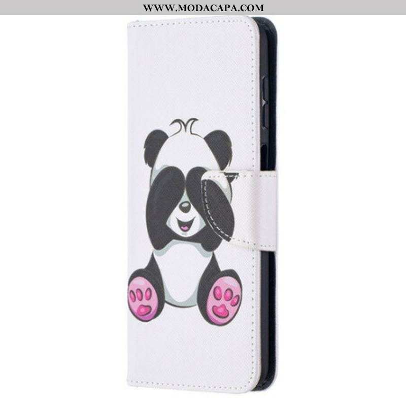 Capa Folio Para Samsung Galaxy M12 / A12 Panda Divertido