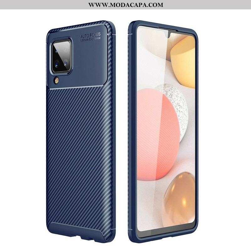 Capa Para Samsung Galaxy M12 / A12 Textura Flexível De Fibra De Carbono