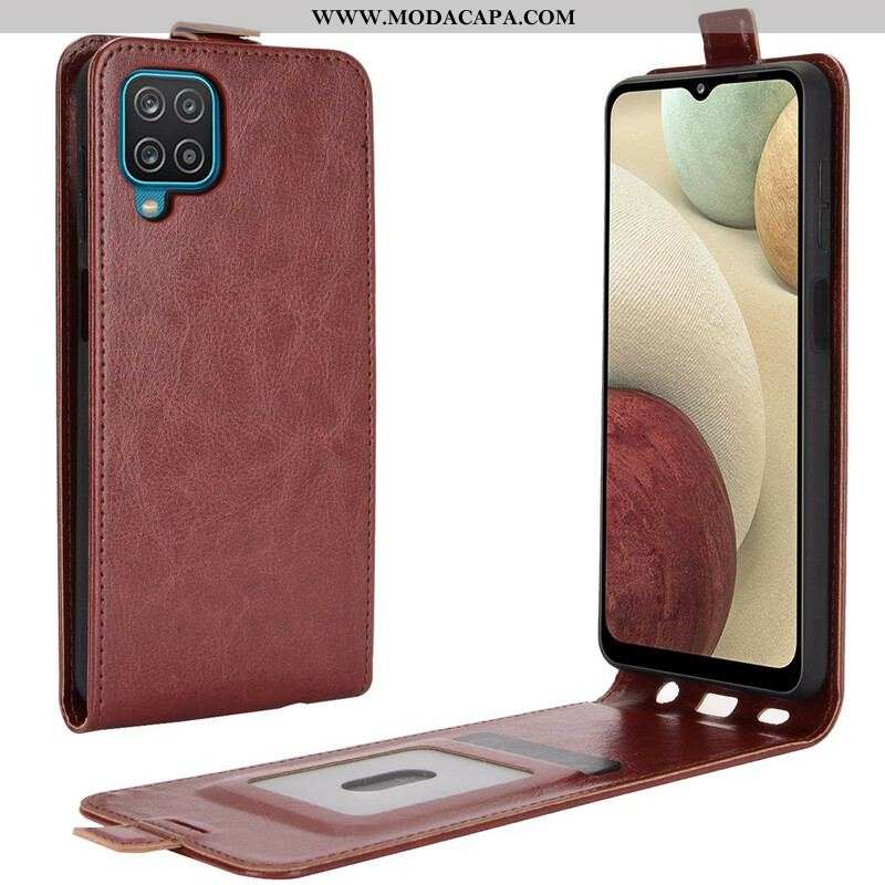 Capa Flip Para Samsung Galaxy M12 / A12 De Couro Aba Vertical Efeito Couro