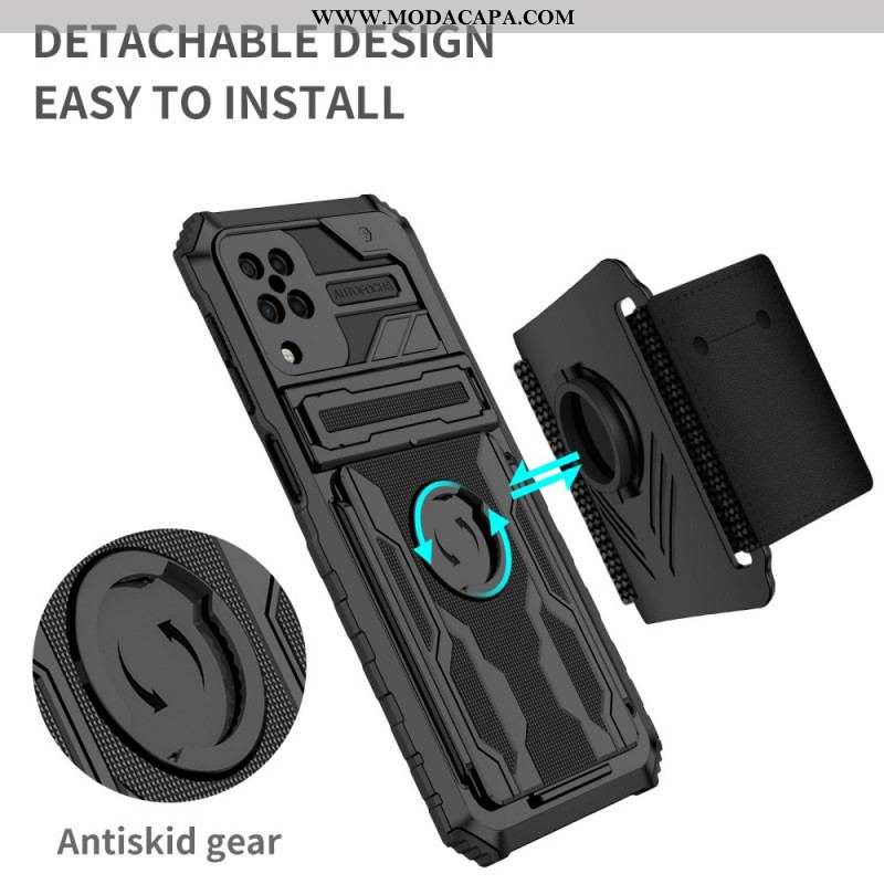 Capa Para Samsung Galaxy M12 / A12 Porta-cartões Com Zíper E Suporte