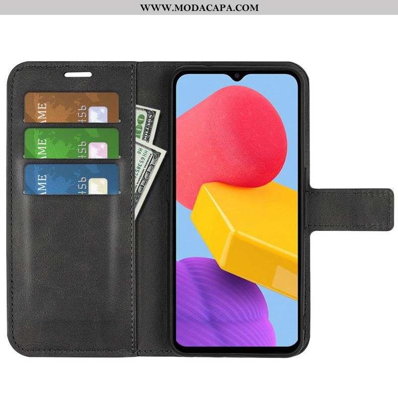 Capa De Couro Para Samsung Galaxy M13 Efeito Couro Fino