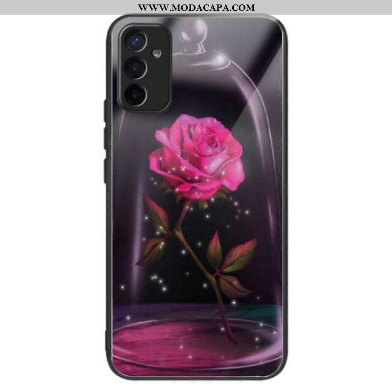 Capa Para Samsung Galaxy M13 Vidro Temperado Rosa Cintilante