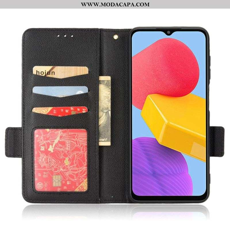 Capa Flip Para Samsung Galaxy M13 Couro Falso De Lichia Ultrafino