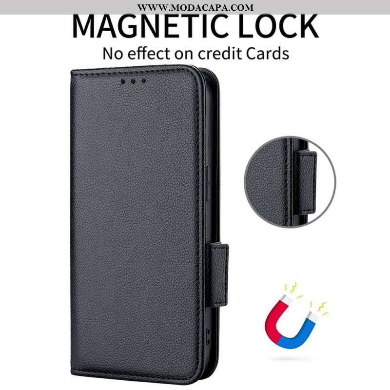 Capa Flip Para Samsung Galaxy M13 Couro Falso De Lichia Ultrafino