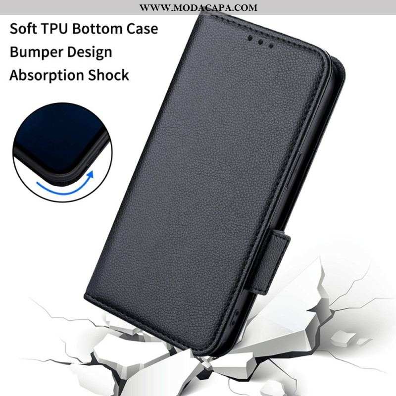 Capa Flip Para Samsung Galaxy M13 Couro Falso De Lichia Ultrafino