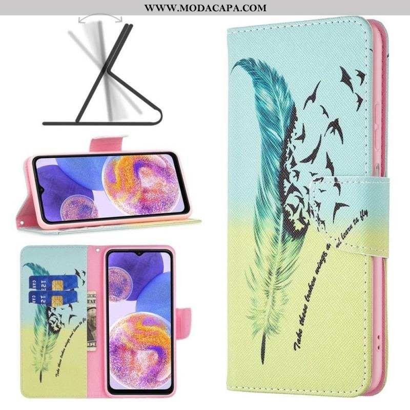 Capa Folio Para Samsung Galaxy M23 5G Aprender A Voar