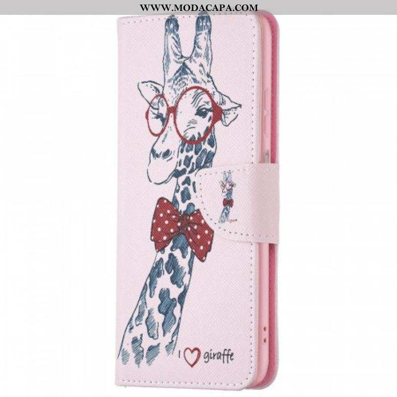 Capa De Couro Para Samsung Galaxy M23 5G Girafa Inteligente