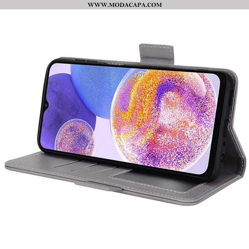 Capa Folio Para Samsung Galaxy M23 5G Estilo Couro Lichia