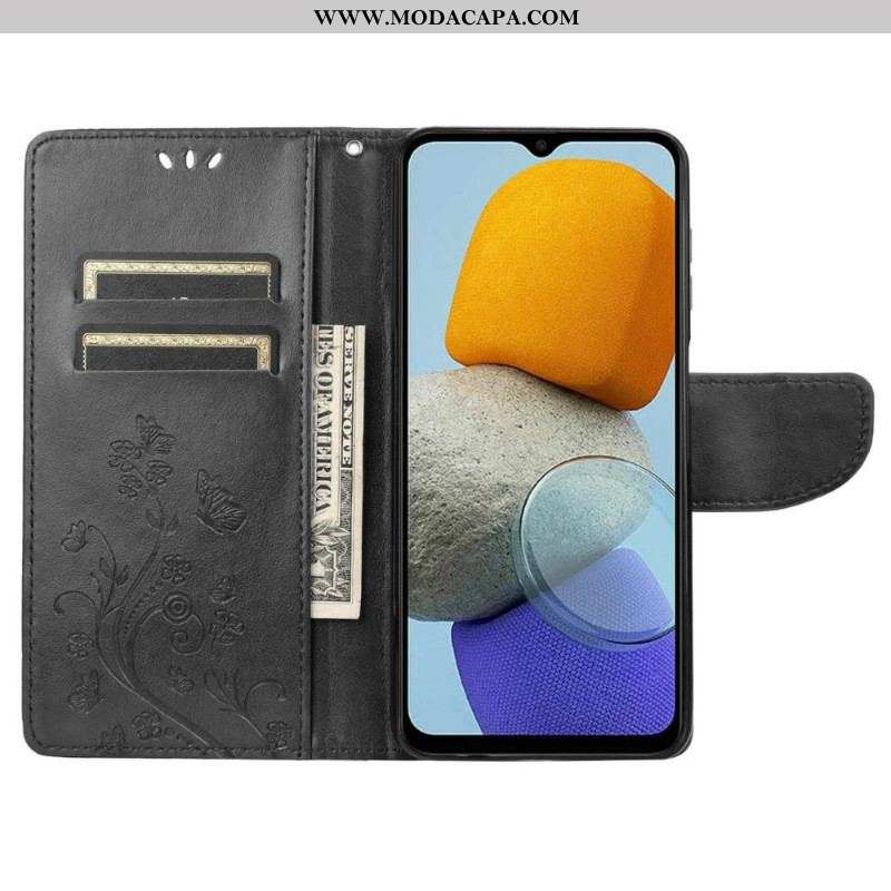 Capa Flip Para Samsung Galaxy M23 5G Borboletas E Flores