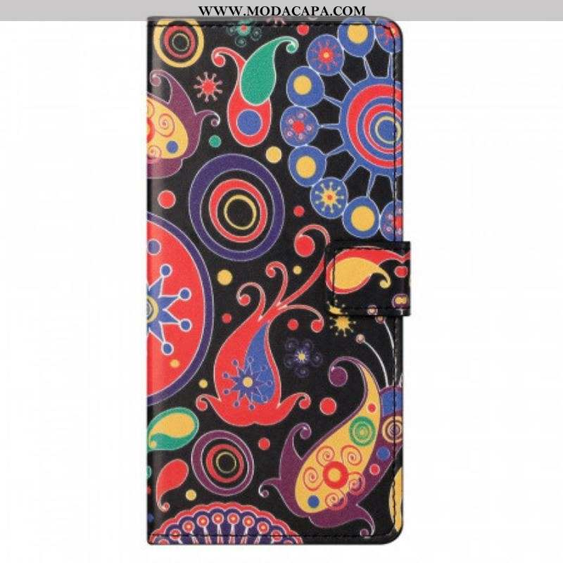 Capa De Couro Para Samsung Galaxy M23 5G Padrão De Galáxia