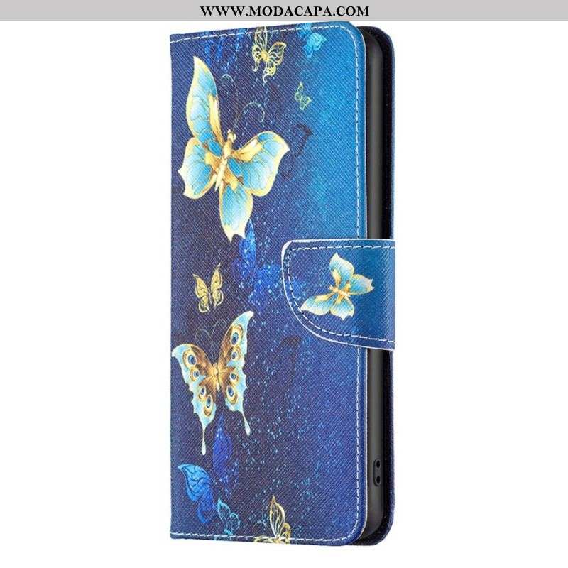 Capa De Couro Para Samsung Galaxy M23 5G Lindas Borboletas