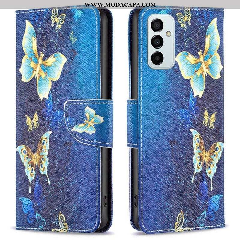 Capa De Couro Para Samsung Galaxy M23 5G Lindas Borboletas