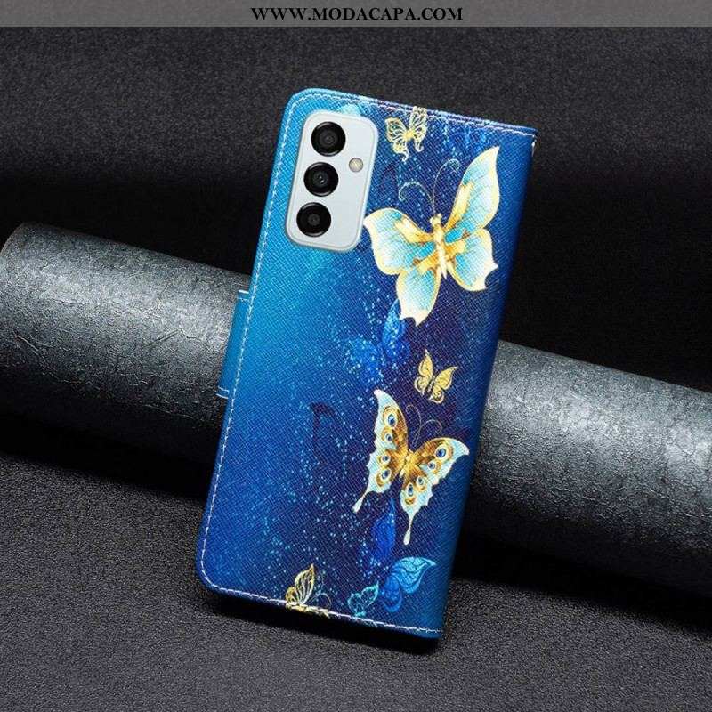 Capa De Couro Para Samsung Galaxy M23 5G Lindas Borboletas