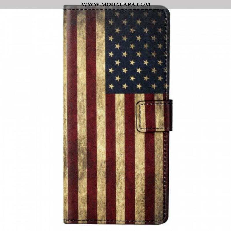 Capa Folio Para Samsung Galaxy M23 5G Bandeira Americana