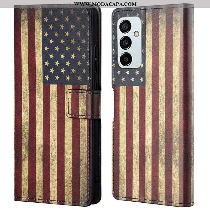 Capa Folio Para Samsung Galaxy M23 5G Bandeira Americana