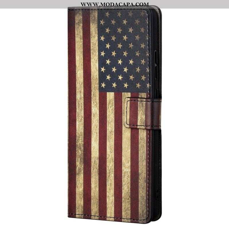 Capa Folio Para Samsung Galaxy M23 5G Bandeira Americana