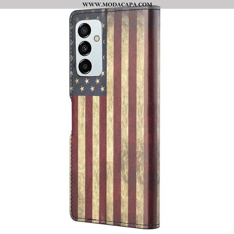 Capa Folio Para Samsung Galaxy M23 5G Bandeira Americana