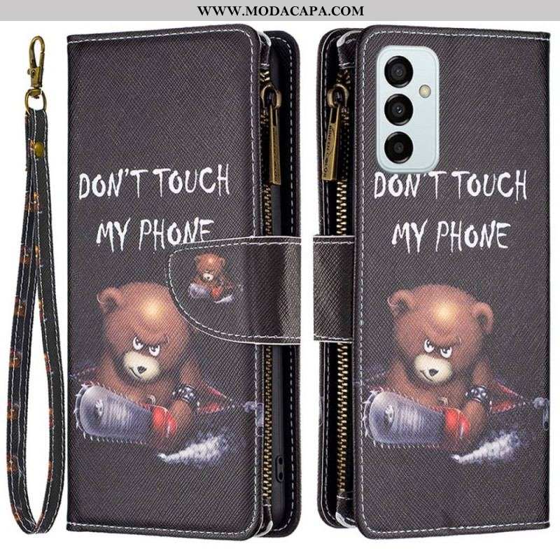 Capa Em Pele Para Samsung Galaxy M23 5G Urso Porta Moedas E Cordão