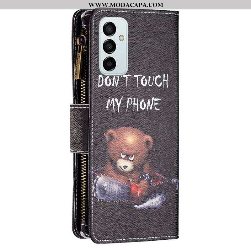 Capa Em Pele Para Samsung Galaxy M23 5G Urso Porta Moedas E Cordão