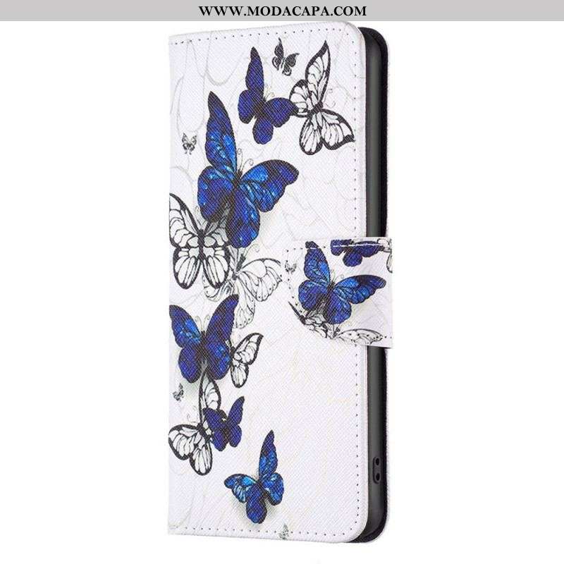 Capa Em Pele Para Samsung Galaxy M23 5G Borboletas Soberbas