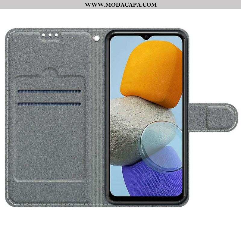 Capa Folio Para Samsung Galaxy M23 5G De Cordão Leque Borboletas