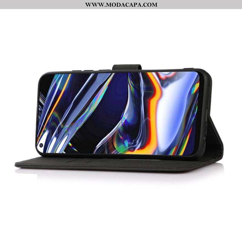 Capa De Couro Para Samsung Galaxy M32 Khazneh Textura Efeito Couro
