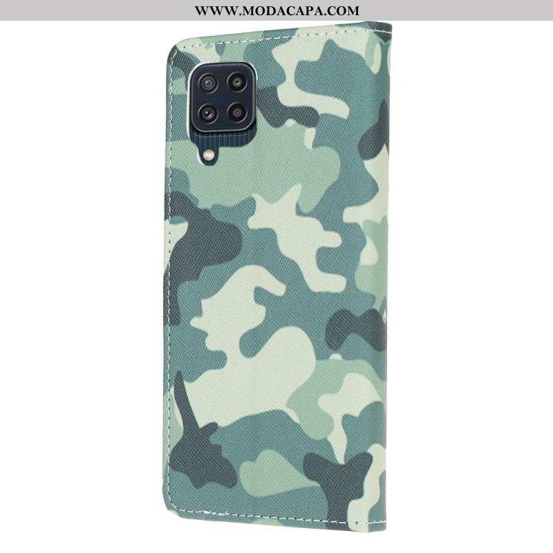Capa Flip Para Samsung Galaxy M32 Camuflagem Militar
