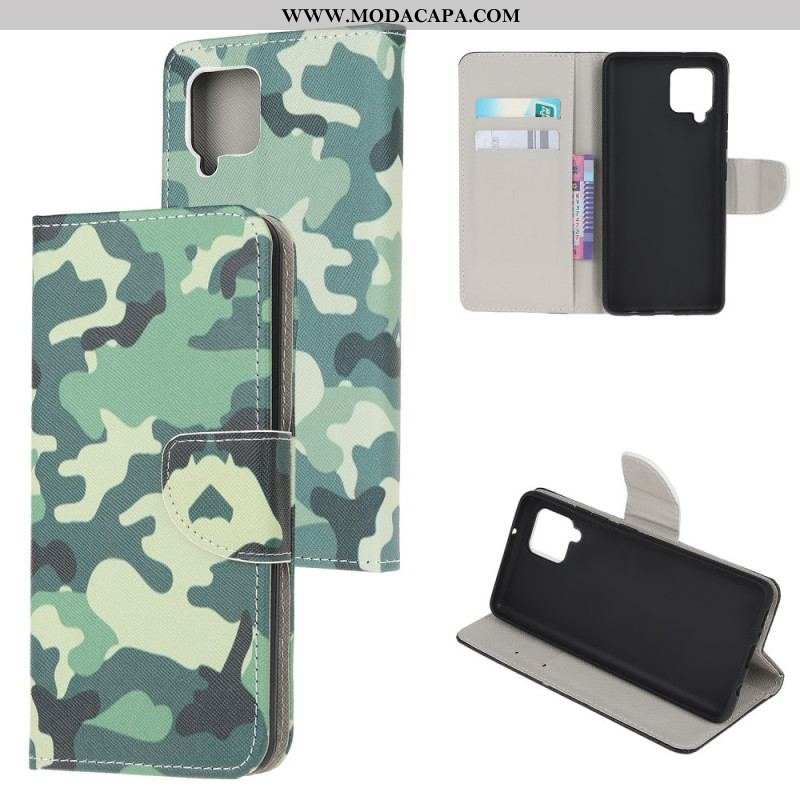 Capa Flip Para Samsung Galaxy M32 Camuflagem Militar
