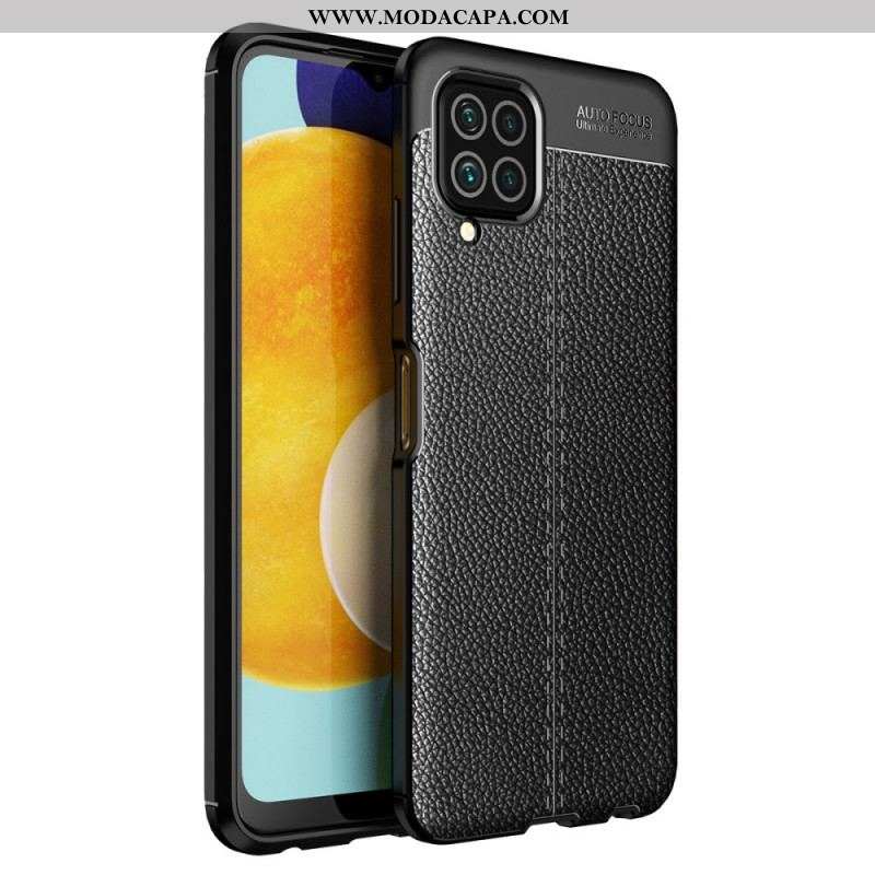 Capa Para Samsung Galaxy M32 Linha Dupla Efeito Couro Litchi